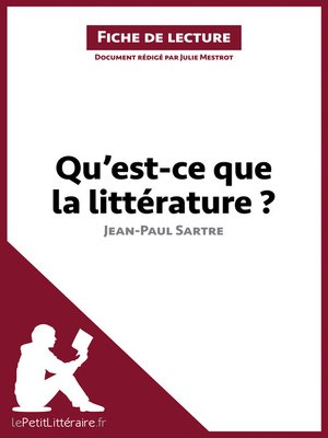 cover image of Qu'est-ce que la littérature? de Jean-Paul Sartre (Fiche de lecture)